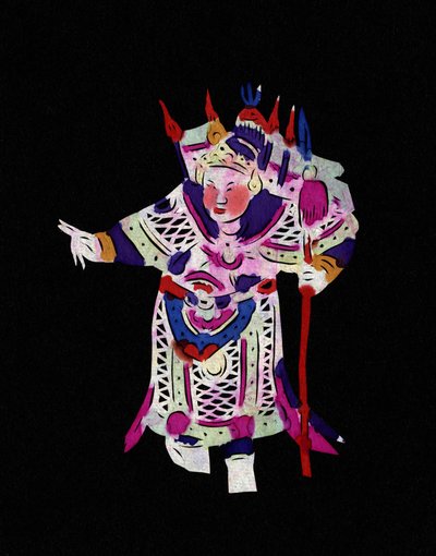 Mannlig figur fra Pekin-operaen. Malt papirklipp eller «Jian Zhi», kinesisk folkekunst, Peking. av School Chinese