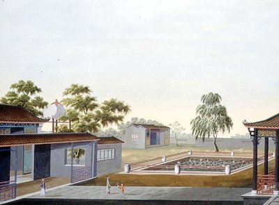 Walled Garden, ca. 1820-40 (akvarell på papir) av School Chinese