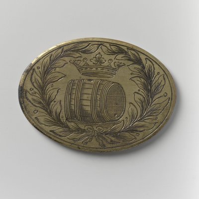 Beer-importørenes Guild of Amsterdam oppmøtebrikke, ca. 1700 (messing) av School Dutch