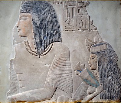 Art Egypt: Ieneminet og hans kone Takha. Freske av New Empire-perioden av det 18. dynastiet (1300-tallet f.Kr.). Paris, Musée du Louvre av School Egyptian