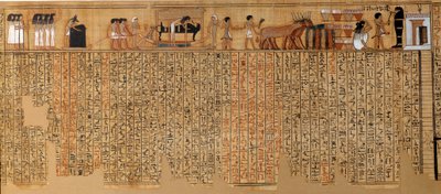 Egyptian Antiquit: Book of the Dead, Papyrus of Nebqed. Rundt 1400-1350 f.Kr. 18. dynasti. Fra Theben. Søn 6,3 m Paris, Musée du Louvre av School Egyptian