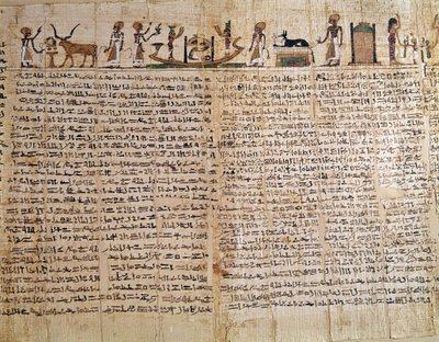 Egyptisk antikk: Papyrus av en dødebok. Lav Epoque. Paris, Musee du Louvre - egyptisk antikk: papyrus av de dødes bok. Sen periode, Louvre-museet, Paris av School Egyptian