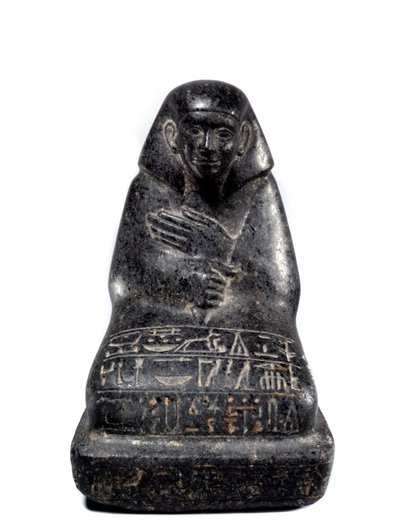 Egyptisk antikvitet: skulptur i gabbro som representerer senior embetsmann Senpou. Middle Empire (2033-1710 f.Kr.) Paris, Louvre-museet av School Egyptian