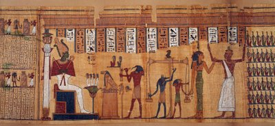 Egyptisk antikvitet: veiing av sjeler, papyrus fra Book of Dead av Chahapiimou, overordnet av Amons astronomer. Ptolemaisk periode (332-30 f.Kr.) Rundt 500-100 f.Kr. Paris, Louvre-museet av School Egyptian