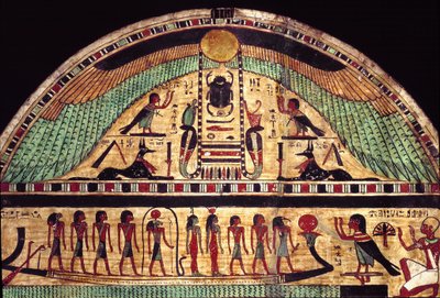 Begravelsesstele til den store presten til Amon Ousirour. (Maleri på tre, 3. århundre f.Kr.) av School Egyptian