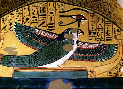 Luxor - Theben: venstre bredd av Nilen. Deir el Medineh: nekropolis for håndverkere. Graven til Sennedjem. 18. dynasti. representasjon av Gud Horus av School Egyptian