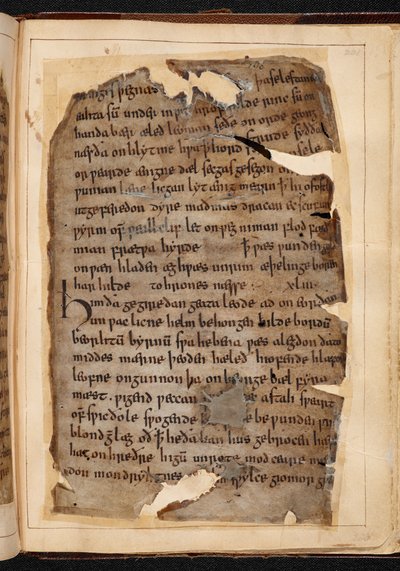 En side med Beowulf fra folioer noen ganger kalt 