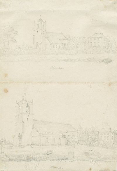 Blymhill kirke: blyanttegninger, nd [1797] (tegning) av School English