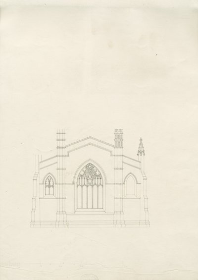 Burton-upon-Trent - Holy Trinity Church: tegning, nd [?1820-tallet] (tegning) av School English