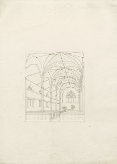 Burton-upon-Trent - Holy Trinity Church: tegning, nd [?1820-tallet] (tegning) av School English