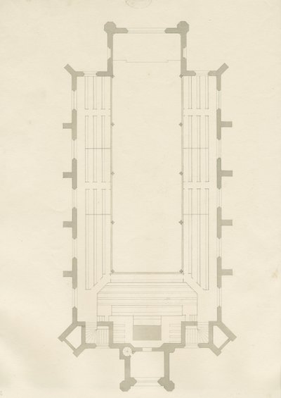 Burton-upon-Trent - Holy Trinity Church: tegning, nd [?1820-tallet] (tegning) av School English