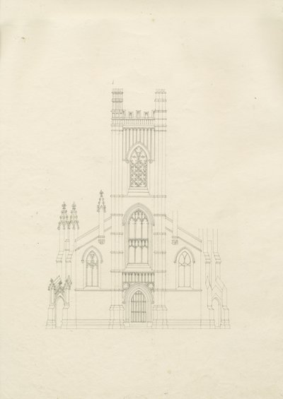 Burton-upon-Trent - Holy Trinity Church: tegning, nd [?1820-tallet] (tegning) av School English