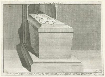 Canterbury Cathedral - Erkebiskop Langtons gravkiste: kobberplategravering, nd [?1700-tallet] (trykk) av School English