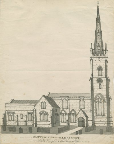 Clifton Campville Church: penn- og sepia-tegning, nd [?1800-tallet] (tegning) av School English