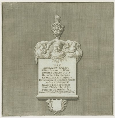 Colwich - Mural Monument to George Sprat: gravering, og [?1800-tallet]. (skrive ut) av School English