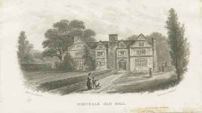 Dimsdale Old Hall: gravering (vignett og [? 1800-tallet] (trykk) av School English