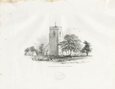 Drayton Bassett Church: litografi (vignettert), nd [c 1825-30] (trykk) av School English