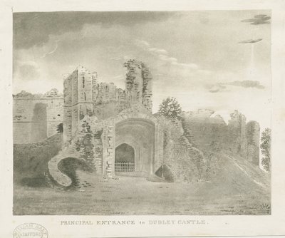 Dudley Castle - Hovedinngang: akvatintgravering, og [?1700-tallet] (trykk) av School English