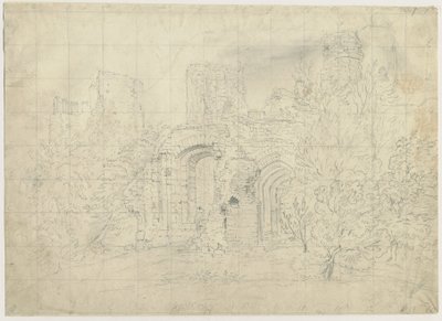 Dudley Castle - the Barbican: blyanttegning, nd [?1800-tallet] (tegning) av School English