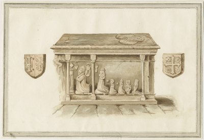 Eccleshall Church: Biskop Benthams grav: vannfargemaleri, nd [?1800-tallet] (maleri) av School English