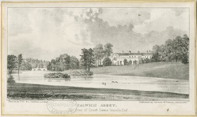 Ellastone - Calwich Abbey: litografi, nd [c.1839] (trykk) av School English