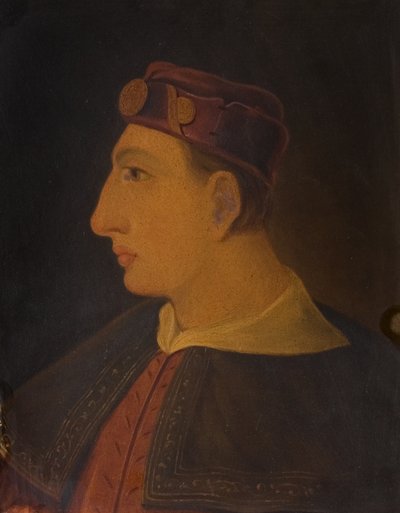 Henry V (olje på panel) av School English