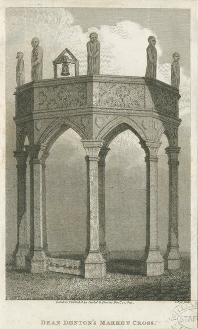 Lichfield - Market Place: gravering, nd [c 1805] (trykk) av School English