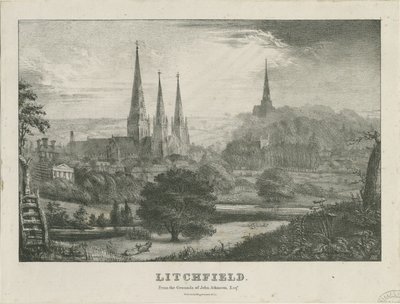 Lichfield - North West View: litografi og [? 1800-tallet] (trykk) av School English