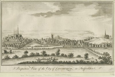 Lichfield - South West View: gravering, nd [1771] (trykk) av School English
