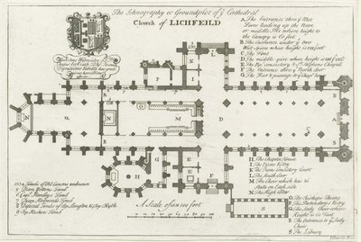 Lichfield Cathedral - Grunnplan: gravering, nd [tidlig 1700-tall] (trykk) av School English