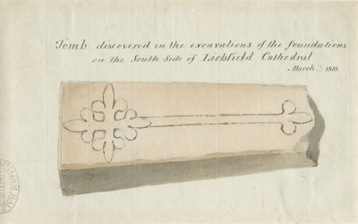 Lichfield Cathedral - Tomb: sepia-tegning, [1813] (tegning) av School English