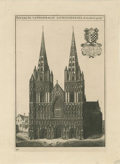 Lichfield Cathedral - West Front: gravering og [slutt på 1600-tallet] (trykk) av School English