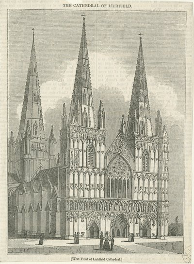 Lichfield Cathedral - West Front: tresnitt gravering, og [? 1800-tallet] (trykk) av School English