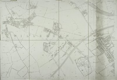 Kart over Willesden, London (litho) av School English