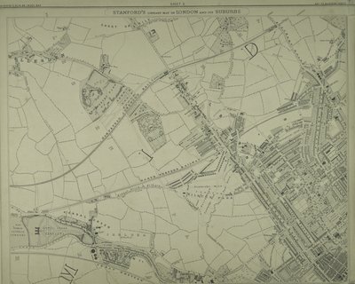 Kart over Willesden, London (litho) av School English