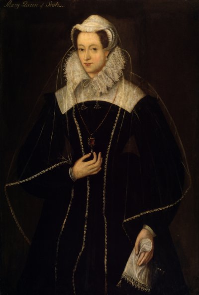 Mary (1542-87) Queen of Scots (olje på panel) av School English