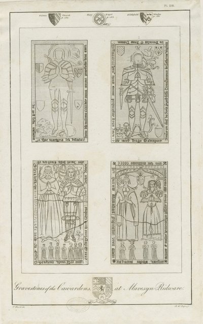 Mavesyn Ridware - Gravestones of the Carwardens: gravering, nd [sent 18. århundre] (trykk) av School English