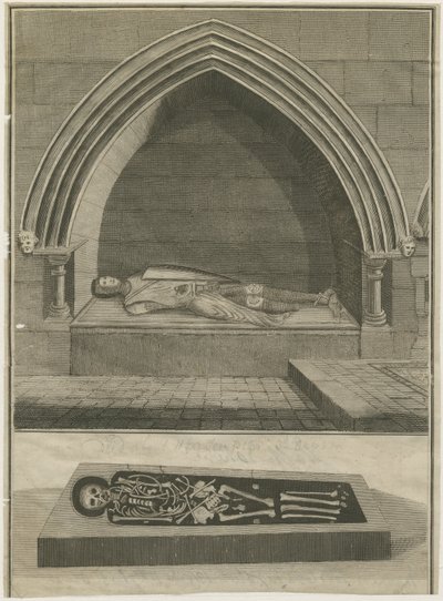 Mavesyn Ridware - Tomb of Hugo Mavesyn: gravering, nd [? 18th cent] (trykk) av School English