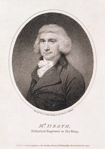 Mr. Heath, historisk gravør til kongen, pub. for Proprietors of Monthly Mirror, av T. Bellamy av School English