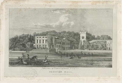 Okeover Hall - litografi, nd [c 1839] (trykk) av School English