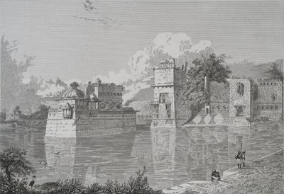 Palace of Rani Bhim og Pudamundi i Cheetor (Cheetor, Udaipur State) (Gravering) av School English