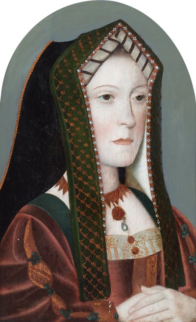 Portrett av en dame, sies å være Lady Margaret Percy, grevinne av Cumberland (olje på panel) av School English