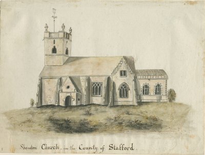 Shenstone Church: vannfargemaleri, nd [1769] (maleri) av School English