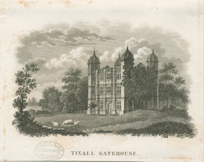 Tixall Hall - Gatehouse: gravering (vignetter) og [begynnelsen av 1800-tallet] (trykk) av School English