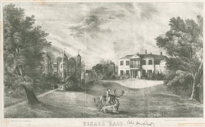Tixall Hall and Gatehouse: litografi, nd [c 1833] (trykk) av School English