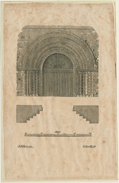 Tutbury Priory Church - West Doorway: tresnittsgravering, nd [?begynnelsen av 1800-tallet] (trykk) av School English