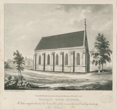 Walsall Wood Church: litografi og [? 1800-tallet] (trykk) av School English
