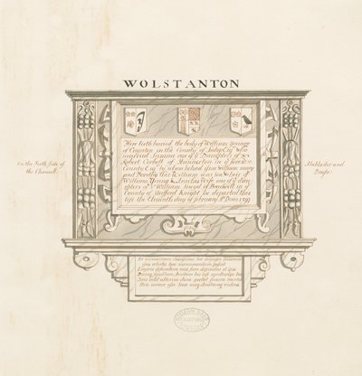 Wolstanton Church - Wall Monument til William Yonge av Caynton: penn og vask tegning, nd [?19th cent] (tegning) av School English