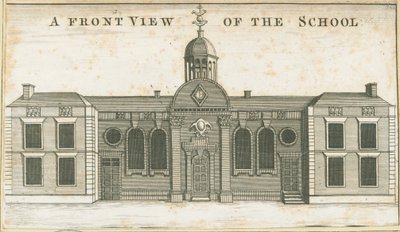 Wolverhampton - Grammar School: aquatint gravering, nd [c 1751] (trykk) av School English