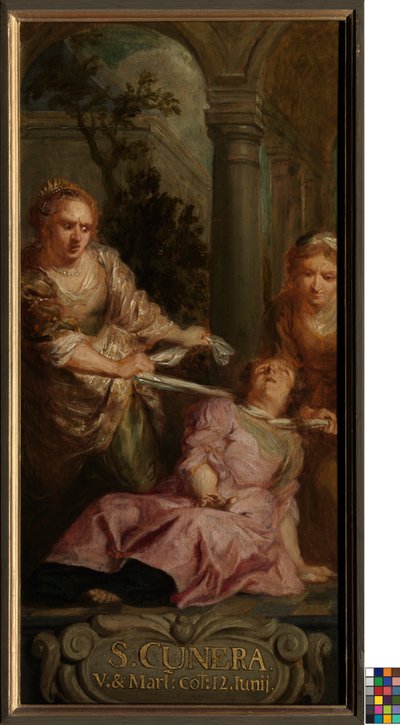 The Martyrdom of the Holy Cunera (olje på lerret) av School Flemish